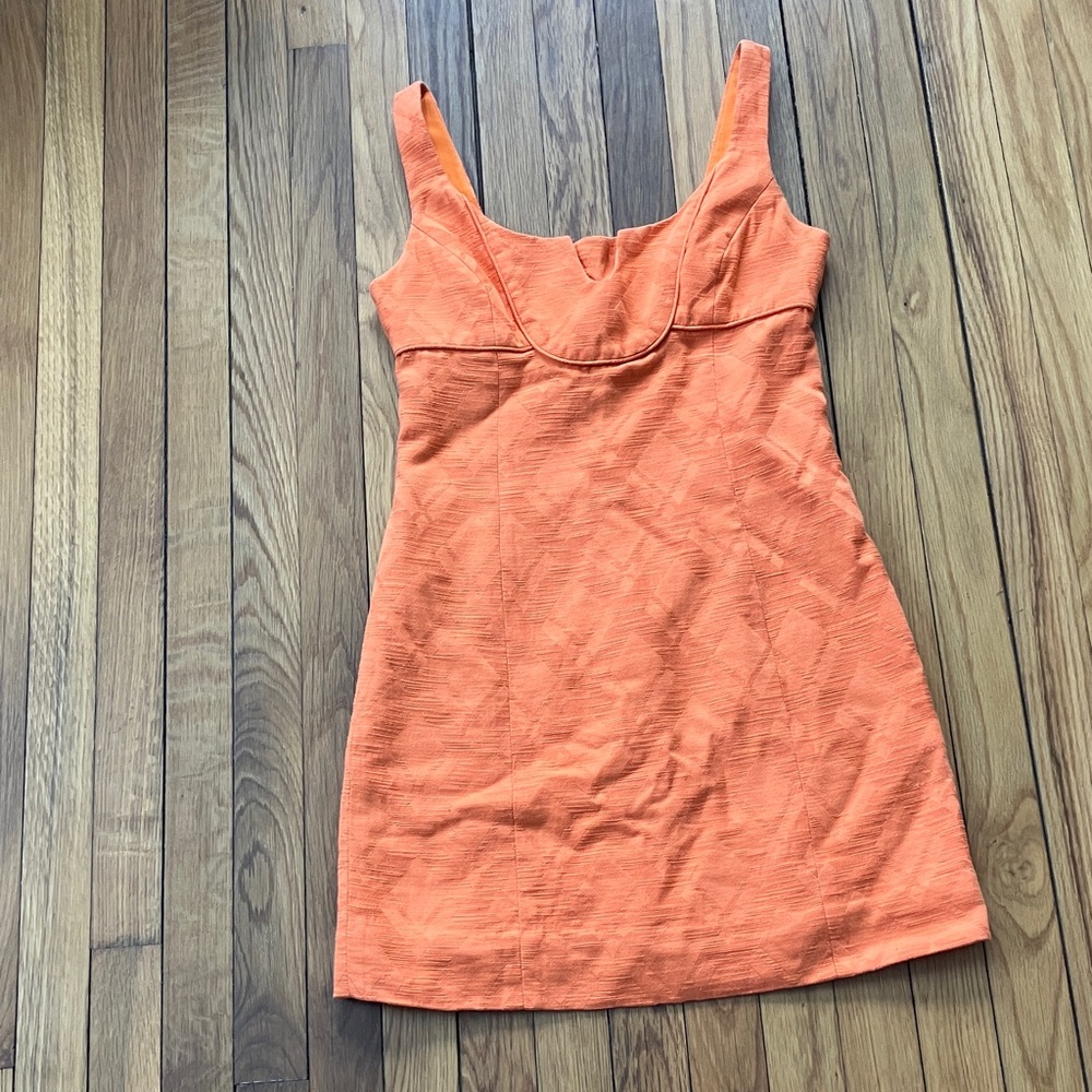 Original Milly Vintage Orange Dress with Custom modesty panel at chest